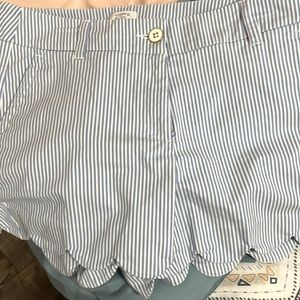 Crown & Ivy Blue Scallop Edge Shorts Size 8  Mid-Rise Cotton Spandex Sho…